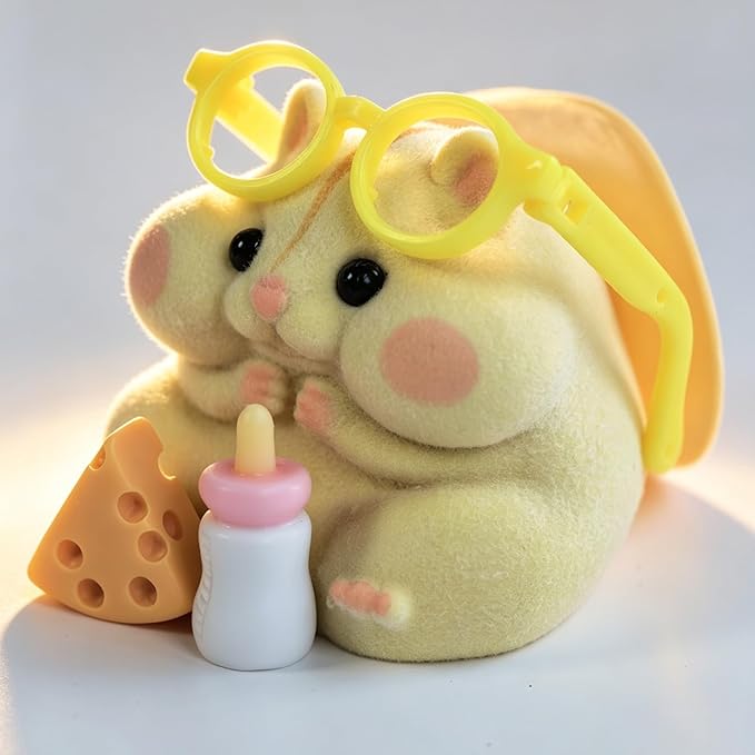 Handmade Taba Squishy Hamster Toy, Cute Squishy Hamster Fidget Toy, Realistic Hamster Toy, Soft Silicone Mochi Furry Toy, Stress Relief Gift for Adults & Kids, Sensory Anxiety Plushie (Yellow)