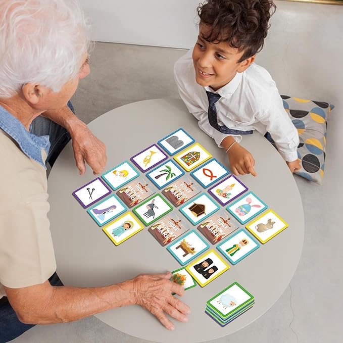 gisgfim 50 Pairs Memory Matching Game Bible Concentration Games for Kids Educational A Fun & Fast Christian Bible Theme Memory Matching Games
