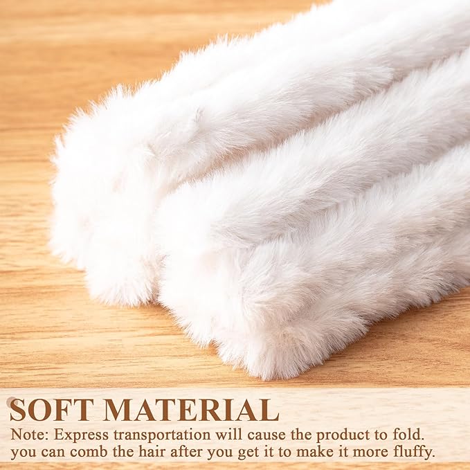 VitalCozy 10 Pcs 39.37 Inches Jumbo Fur Material Pipe Cleaners Chenille Stems Pipe Cleaner Craft Pipe Stems DIY Projects and Craft Supplies Decorations(Cream White)