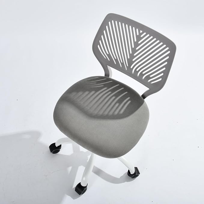 Homy Casa Armless Home Office Desk Chair, Colorful Task Chair with Soft Mesh Padded Cushion, Height Adjustable Swivel Study Computer Chair for for Girls Boys Teens (CO-Grey, 1PC)