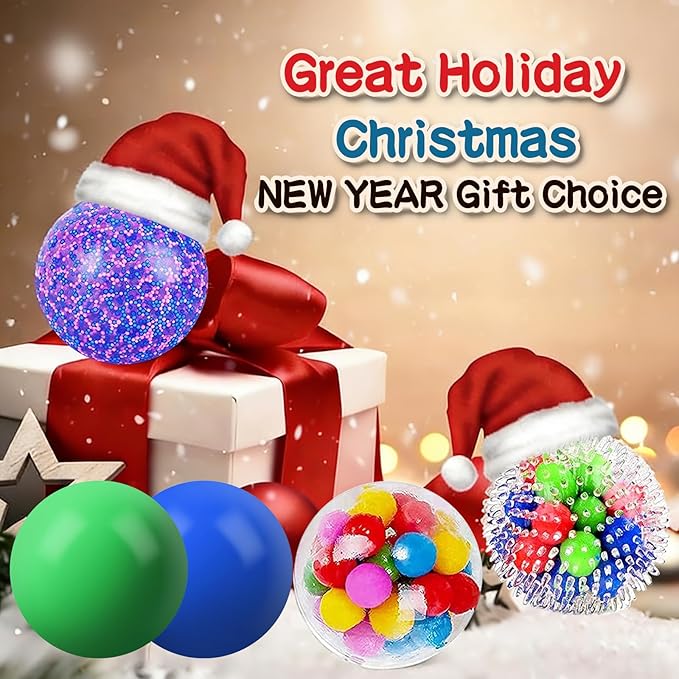 5PACK Stress Balls for Adults Size 2.36 inches, Squishy Balls for Adults Stress Relief, Squishies Ball Sticky Balls, Squeeze Balls Colorful Balls