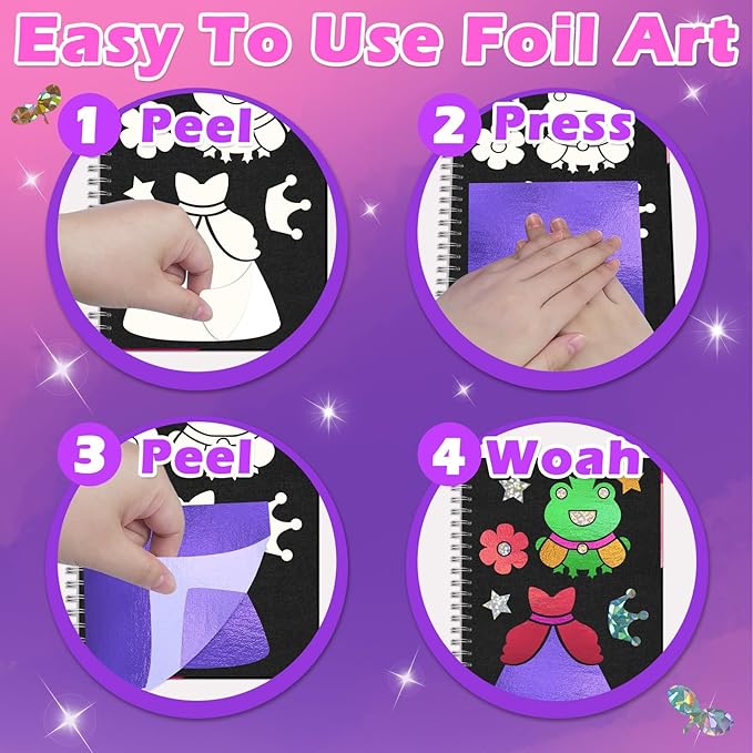 SOOVSY Art & Craft Activity Toys Kit, Foil Animals Crafts Children Fun DIY Creative Toy of The Year, No Mess Art Kits for Kids, Gift for Boys Girls Ages⌠(Unicorn&Coloring)