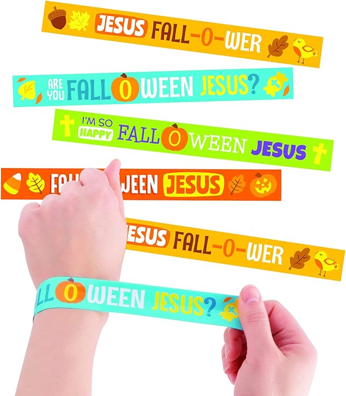 Fun Express Fall-O-WEEN Jesus Slap Bracelet ASST - Jewelry - 12 Pieces