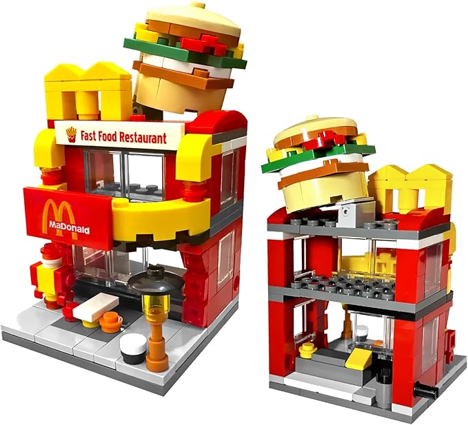 Building Blocks Set, Burger House DIY Bricks Toys, City Construction Stacker, Educational STEM Toys for 6 Years Old Boys and Girls, Toddler Building Blocks Gifts