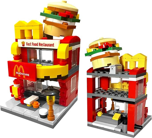 Building Blocks Set, Burger House DIY Bricks Toys, City Construction Stacker, Educational STEM Toys for 6 Years Old Boys and Girls, Toddler Building Blocks Gifts