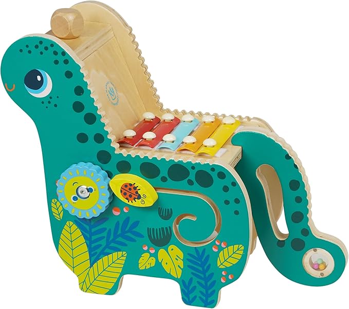 Manhattan Toy Wooden Dinosaur Toddler and Preschool Musical Instrument and Activity Toy with Xylophone, Sawtooth Ridges and Solo Mallet