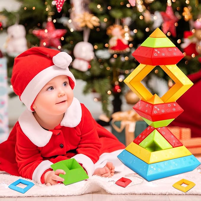 Montessori Toys for Toddlers Ages 3 4 5 6 Year Old Boys Girls 30 Pcs Pyramid Stacking Building Blocks Preschool Learning Activities STEM Sensory Toys Gifts for Kids Age 3-6