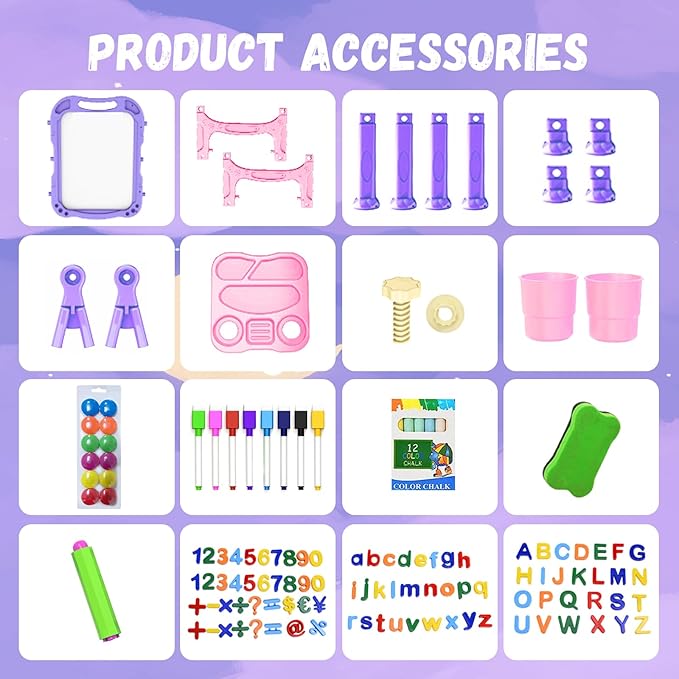 Art Easel for Kids with Magnetic Drawing Board, Double Sided Easel with Magnetic Letters & Numbers Easel, Adjustable Standing Easel for Toddler, Creative Play for Kids