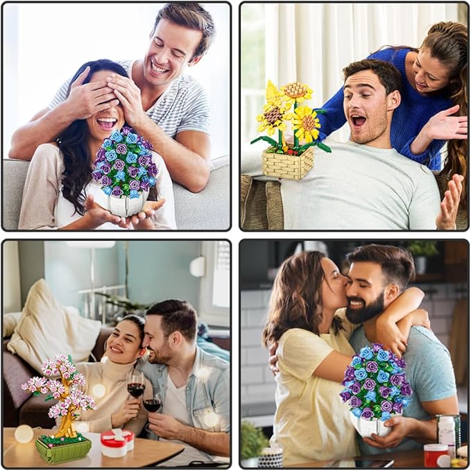 Bellflower Bouquet Building Block Set, 526 Pcs Mini Building Block Bouquet Building Block Set, Flower Building Toys, Creative Building Block Plant Series, Gift for Adults and Kids