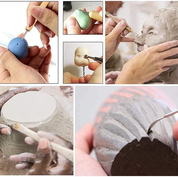 12Pcs Ceramics Clay Sculpture Polymer Tool Set Beginner's Craft Sculpting Pottery Modeling Carving Smoothing Wax Kit
