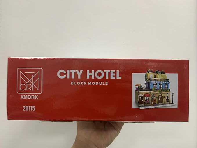 City Hotel Architecture Building Kit with Lights,3 Levels Garden Hotel Model Building Blocks Toy,for 12+Age Teen,Adult(1464 Pieces)