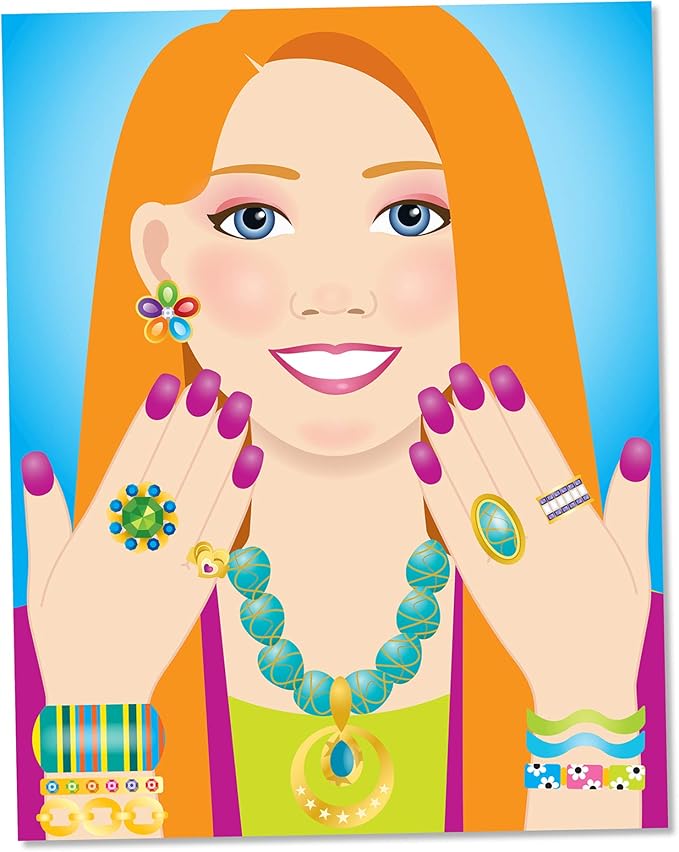 Melissa & Doug Jewelry and Nails Glitter Sticker Pad - 360+ Stickers, 15 Faces