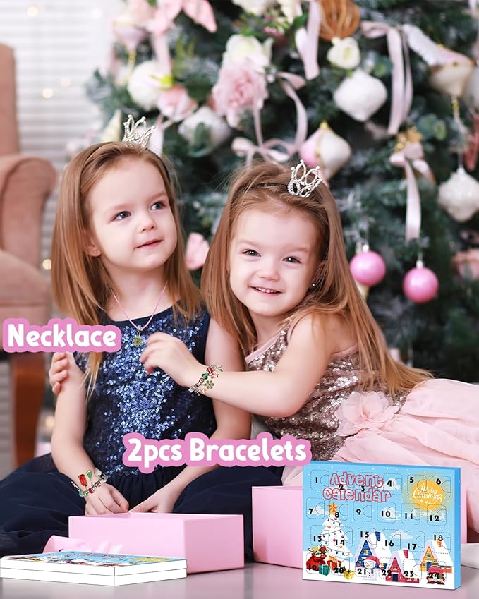 Advent Calendar 2024 Girls, Jewelry Making Kit Charm Bracelet Advent Calendar for Kids Countdown to Christmas, DIY Christmas Arts and Crafts for Girls Age 4-12, Teenagers, Teens Girl, Adults, Women