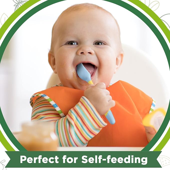 Toddler Utensils Baby Spoons and Forks Set with Case Bendable Self Feeding Training Flatware Silicone Spoon Fork for Kids Babies Children Handle Toddler Set, Green, Pink, Yellow (3 Sets)