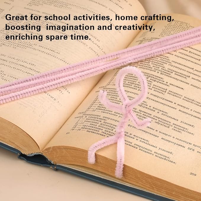 100 Pieces Pipe Cleaners Chenille Stem, Solid Color Pipe Cleaners Set for Pipe Cleaners DIY Arts Crafts Decorations, Chenille Stems Pipe Cleaners (Light Pink)