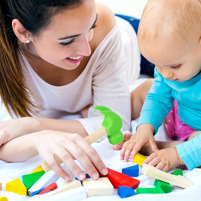 Fowecelt Wooden Hammer Toys Simulation Hammers Maintenance Tools Educational Toys for Kids Birthday Party Games Supplies