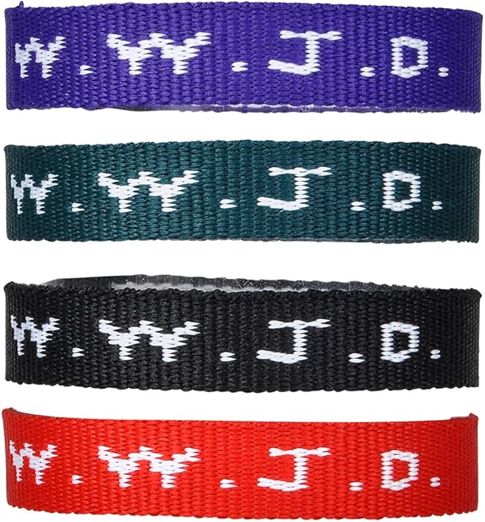 Rhode Island Novelty W.W.J.D. Webbing Bracelets, Twelve Per Order