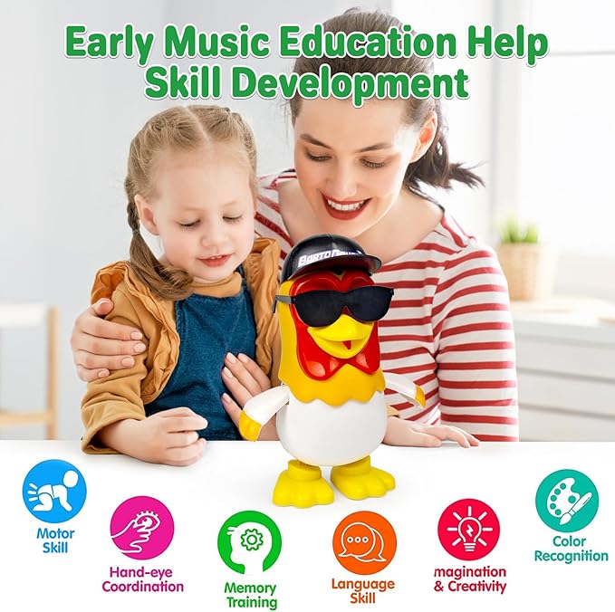 TOYMAKER La Granja de Zenon Black Hats Bartolito Chicken Baby Toys Dancing Toddlers Toys,Music Kids Interactive Early Learning Educational Toys for 1 2 3 4 Year Old Boys Girls Birthday and Christmas