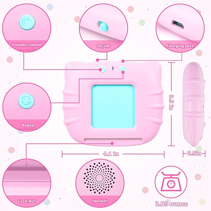 QuTZ ABC Learning Flash Cards for Toddlers 2-4, Autism Toys, Speech Therapy Educational Talking Sight Words Kindergarten Boys and Girls, 248 Pink