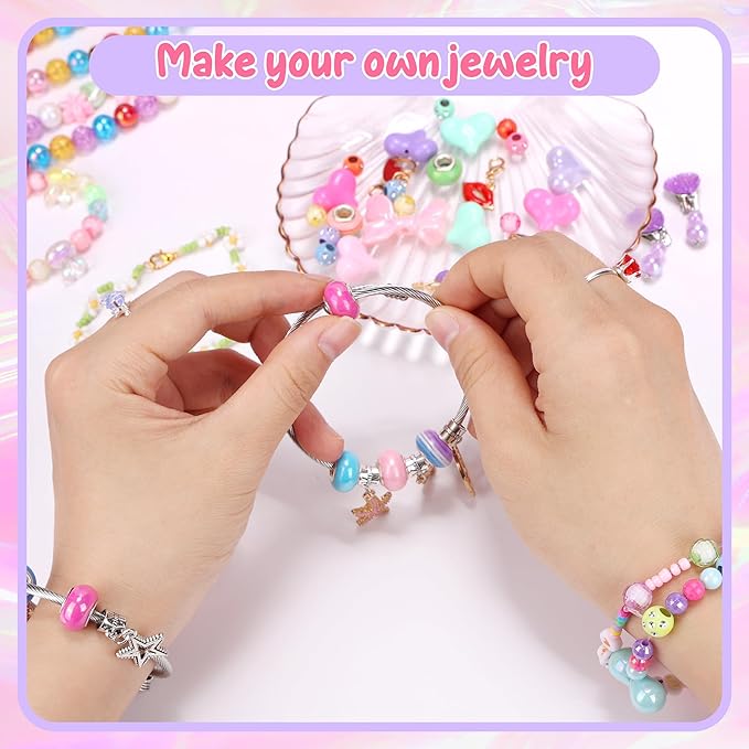 Woiworco Bracelet Making Kit, Love Design DIY Charm Bracelet Making Kit Jewelry Making Kit Jewelry Making Supplies DIY Jewelry Box Arts and Crafts Kits Birthday Gifts Valentine's Day Gift (Love)