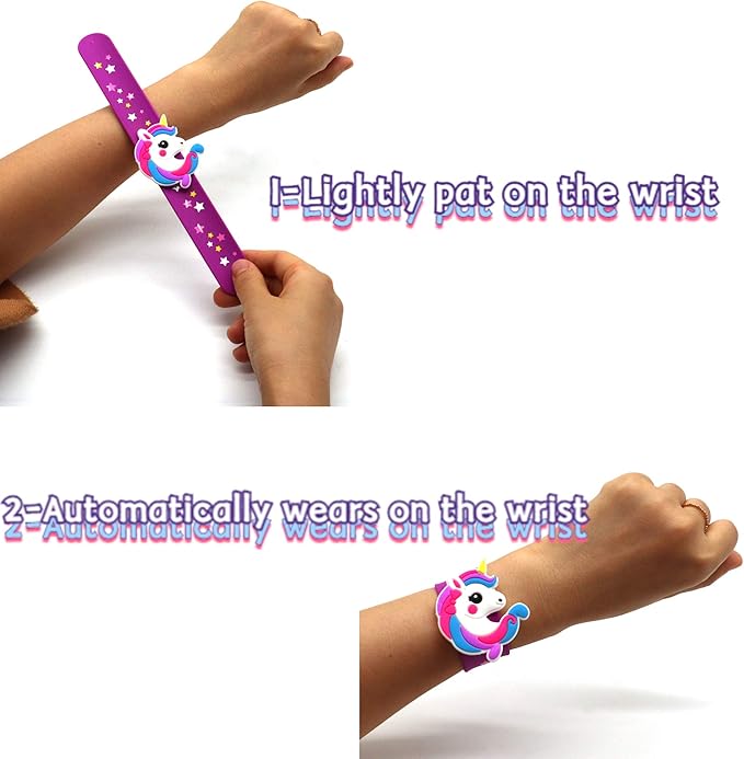 Silicone unicorn Slap Bracelets - Silicone Unicorn Wristband Birthday Party Favors, Boys Girls Party Favors Gifts Carnival Prizes Set (6 Pack