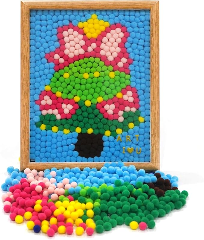 URSDIART Pom Poms Arts and Crafts for Kids Ages 8-12,Christmas Tree Pom Poms Craft Kits for Christmas Bulk Craft Supplies, Christmas Gifts for Kids Activities,School Project Supplies, Home Decor