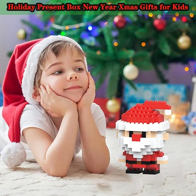 Christmas Santa Building Blocks Set Compatible with Lego Advent Calendar 2024 Stacking New Toys Holiday Present Box New Year Xmas Gifts for Kids for Boys & Girls and Adults