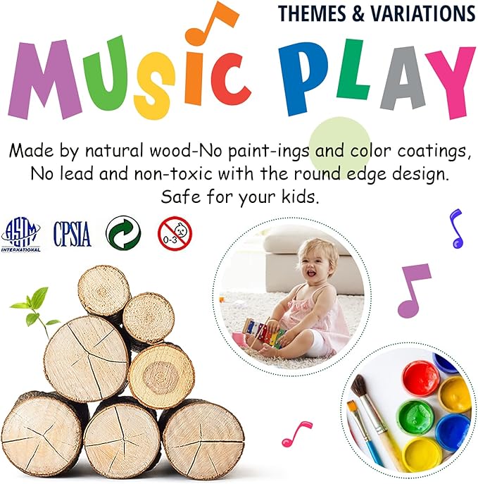 LOOIKOOS Baby Musical Instruments for Toddlers,Wooden Percussion Instruments Tambourine Xylophone Toys for Kids Preschool Education Early Learning Musical Toy for Boys and Girls