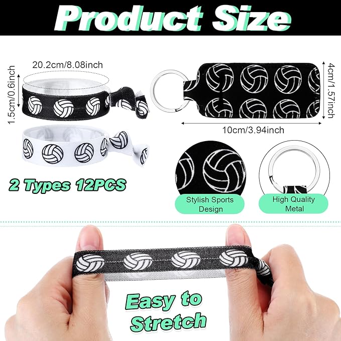 Nuogo 60 Pcs Volleyball Party Favors Gifts for Team Include 12 Volleyball Cosmetic Bag 12 Volleyball Keychains 12 Volleyball Hair Scrunchies 12 Volleyball Hair Ties 12 Volleyball Bracelets