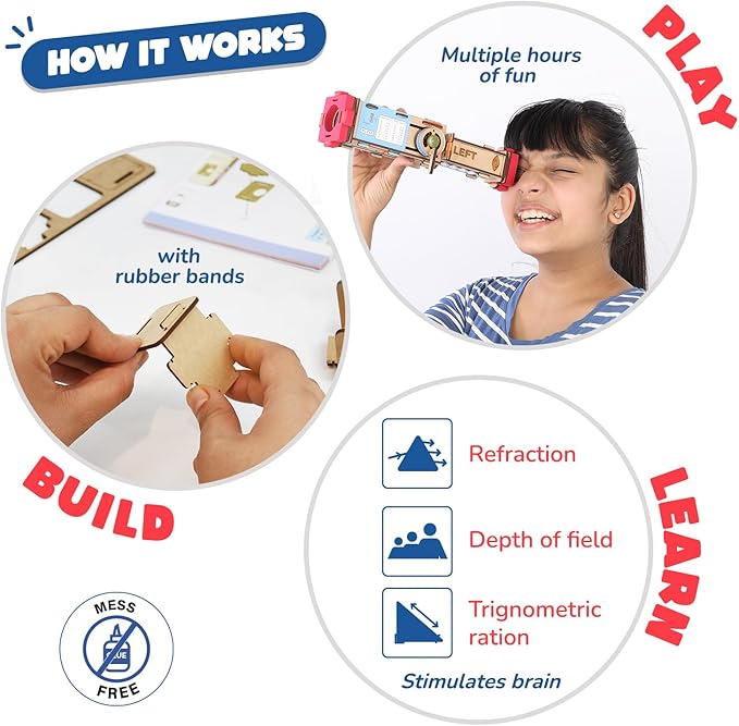 Smartivity Telescope STEM Toy for Kids Ages 8-14 Years | Measure Height & Distance | Cool Birthday Gifts Ideas for Boys & Girls | DIY Science Kit for 8,9,10,11,12,13,14 I Wooden Engineering Game