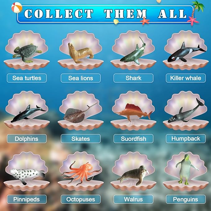 EARTH'SCODE Ocean Animals Dig Kit, Seashell Excavation Dig Bricks, Science Educational Gift for Kids