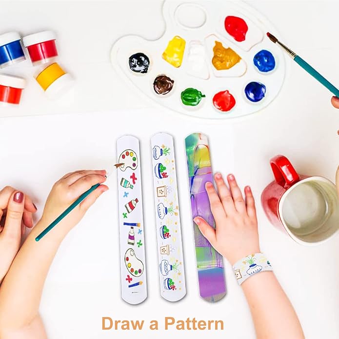 White Slap Bracelets, DIY Slap Bracelets for Kids Blank Slap Bracelets Bulk Craft Painting Vinyl Wristband for Party Favors