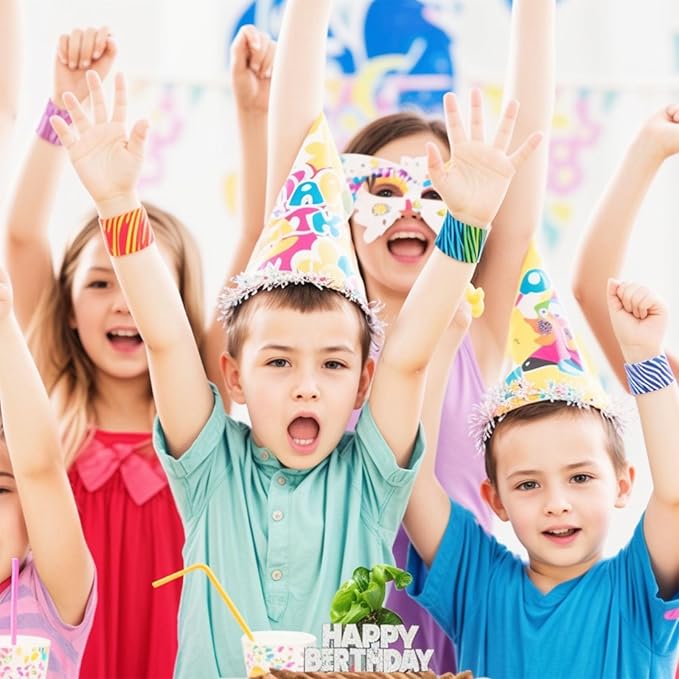 LovesTown Slap Bracelets for Kids, 48 PCS Snap Bracelets Emotions Camouflage Leopard Print Galaxy for Kids Birthday Party Favors Classroom Prizes Holiday Gifts