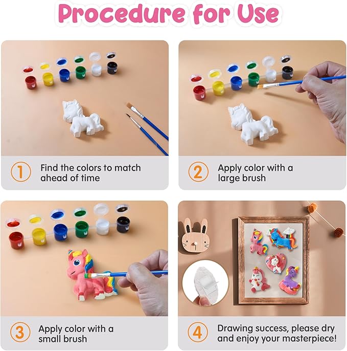 stochastic box Kids Crafts Set, Ceramic Painting Kit,Paint Your Own DIY Ceramic Figurines,Painting Kit DIY Toys Kids