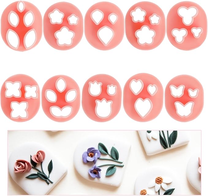 10 PCS Polymer Clay Cutters Mini Flower Petal Clay Cutters Clay Tools Set Earrings Making Mini Clay Cutters Micro Clay Molds Accessories Plastic Clay Molds for Making Jewelry Earrings Crafts