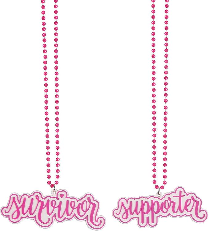 Cute Beaded Necklaces | Pink Ribbon Sayings Details