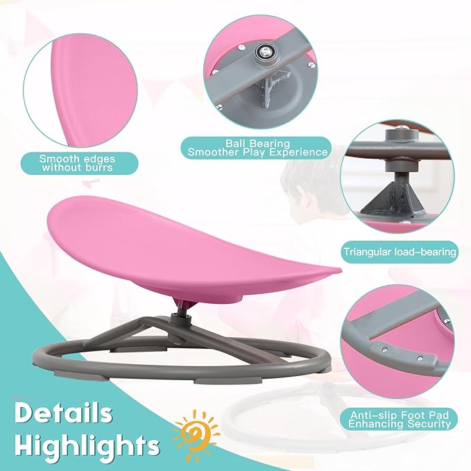 BABAMU Sensory Chair for Kids Autism Sensory Products Sit and Spin Autism Toys Spinning Chair ADHD Chair Swivel Chair Training Body Coordination (Pink)