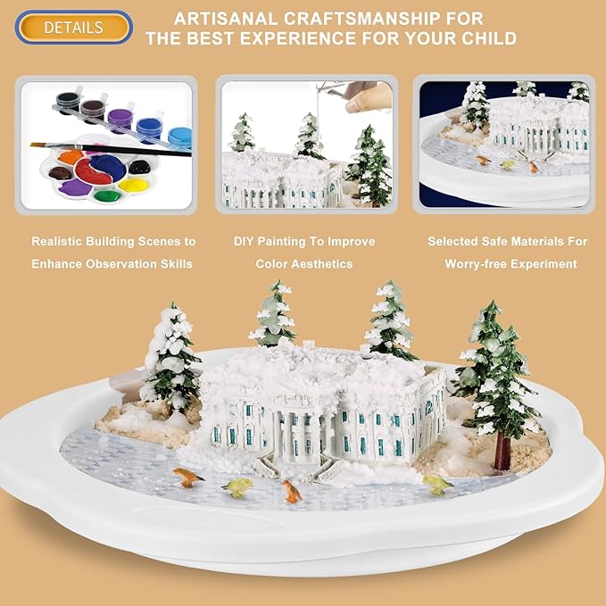 Snow Making Experiment Kits, Snow Making Fun Science Kits for Kids, DIY Educational Painting 3D Snow Scene Science Experiment Kit Snow Making Experiment Scene Painting DIY Model Science Toys-3002