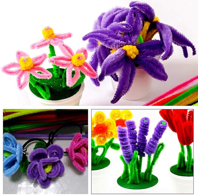 100 Pieces Purple Pipe Cleaners, Pipe Cleaners Craft for DIY Arts Crafts Decorations, Chenille Stems (Purple)