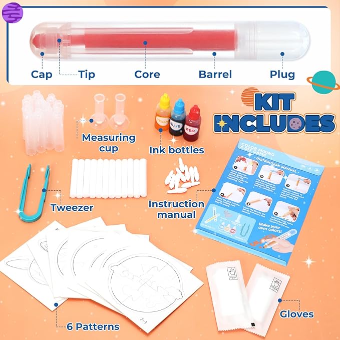 Educational Science Kits STEM Toys for Kids Age 5-7 Color Science Activity DIY Puzzle Space Painting Crafts for Boys Girls Ages 5,6,7,8,9,10 Years Color Mixing Game Christmas Bday Gift (Space)
