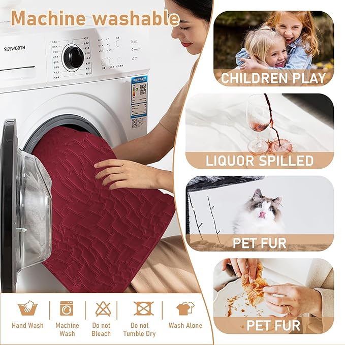 100% Waterproof Recliner Chair Covers for Reclining Chair, Small Recliner Covers That Stay in Place, Non-Slip Recliner Armchair Cover with Pockets for Kids, Pets, Dogs, Cat, Washable,Red,23IN