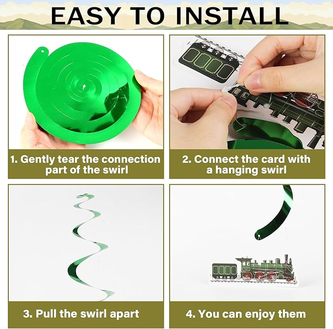 party greeting 109Pcs Train Birthday Party Supplies Includes Steam Train Party Plates Napkins Fork Retro Train Banner Hanging Ceiling Swirls for Train Transportation Baby Shower Party Decorations Set