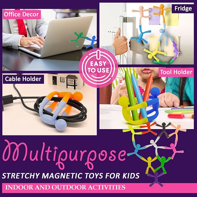 MAGMEN Upgraded Strenght Magnetic Travel Toys, Stretchy Magnetic Fun (Ages 3+) Pack of 10 Opaque