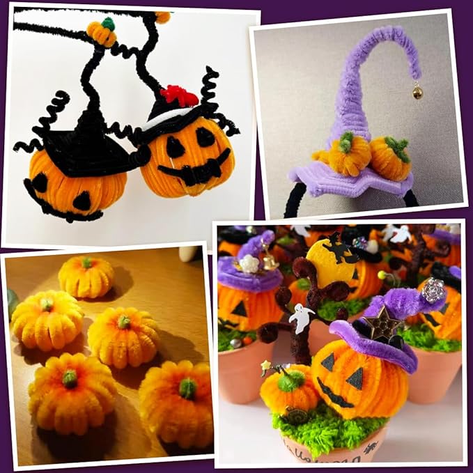 150pcs Halloween Pipe Cleaners, Pipe Cleaners for Crafts, Craft Supplies Multicolor Chenille Stems for Art&Craft Christmas DIY Projects(9colors,Halloween)