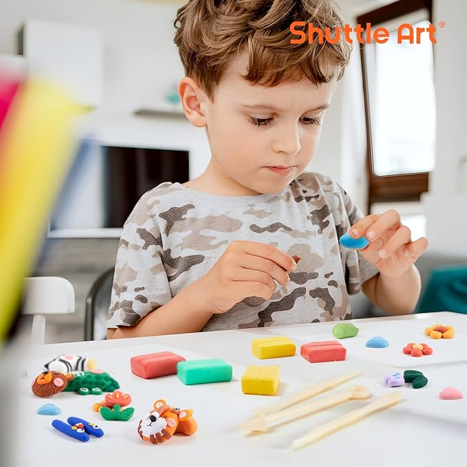 Shuttle Art 117 PCS Small Block Polymer Clay Kit, 95 Unique Colors & Extra Basic Colors, 5 Modeling Clay Tools, Non-Toxic, Non-Sticky, DIY Art Craft Gift for Kids Beginners