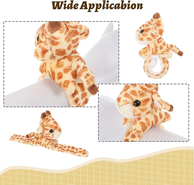 Toddmomy Jungle Party Favors Plush Animal Wristband Stuffed Animals Slap Bracelet Plush Animal Slap Bracelets Animal Wrist Slap Bracelet for Kids Birthday Party Costume Props Baby Stuffed Animals