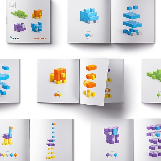 PIXIO Mini Safari - Tiny Magnetic Blocks Building Toy in The Pixel Art Style with Free App - 5/16" Plastic Cubes with 6 Magnets Inside - Open Ended Toy - Creativity Toy for Ages 6+