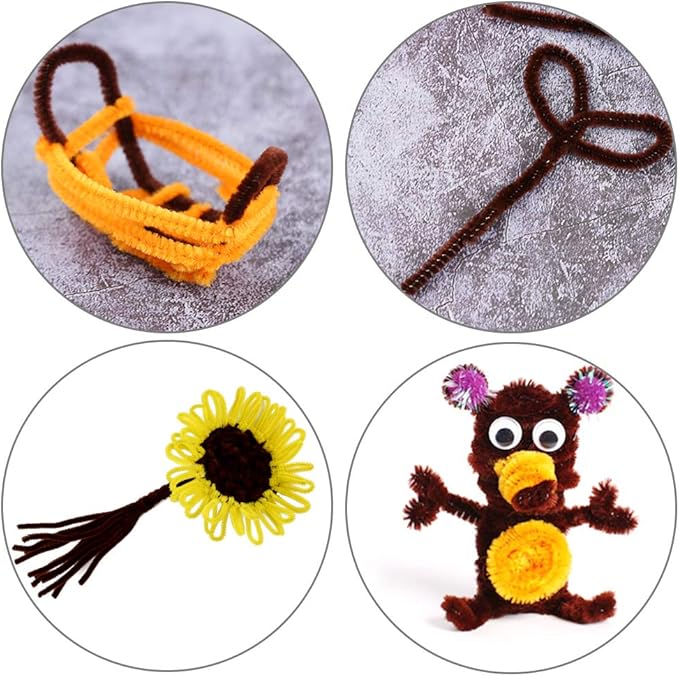 100Pcs Pipe Cleaners, Pipe Cleaners Craft, Creative Craft Pipe Cleaners for Festivals Flower Making, Chenille Stems Crafting Pipe Cleaners Craft Supplies for DIY Decorations/Dark Brown