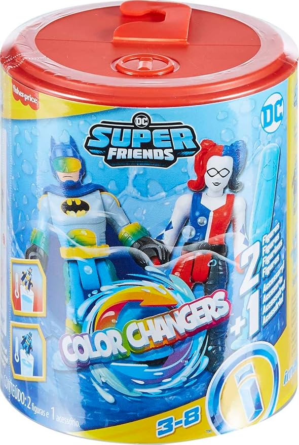 Fisher-Price Imaginext DC Super Friends Batman Toys, Color Changers Figure Set, Batman & Harley Quinn for Preschool Kids Ages 3+ Years