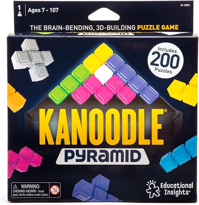 Educational Insights Kanoodle Pyramid, Brain Teaser Puzzle Game, Featuring 200 Challenges, Gift for Ages 7+